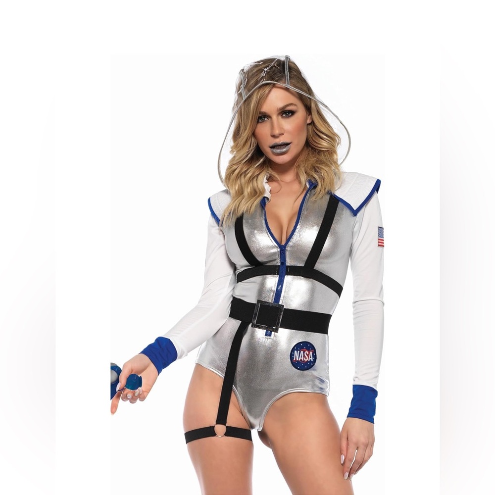 Leg Avenue Women's 3 Pc Galaxy Girl Astronaut Costume With Bodysuit, Belt, Hood.